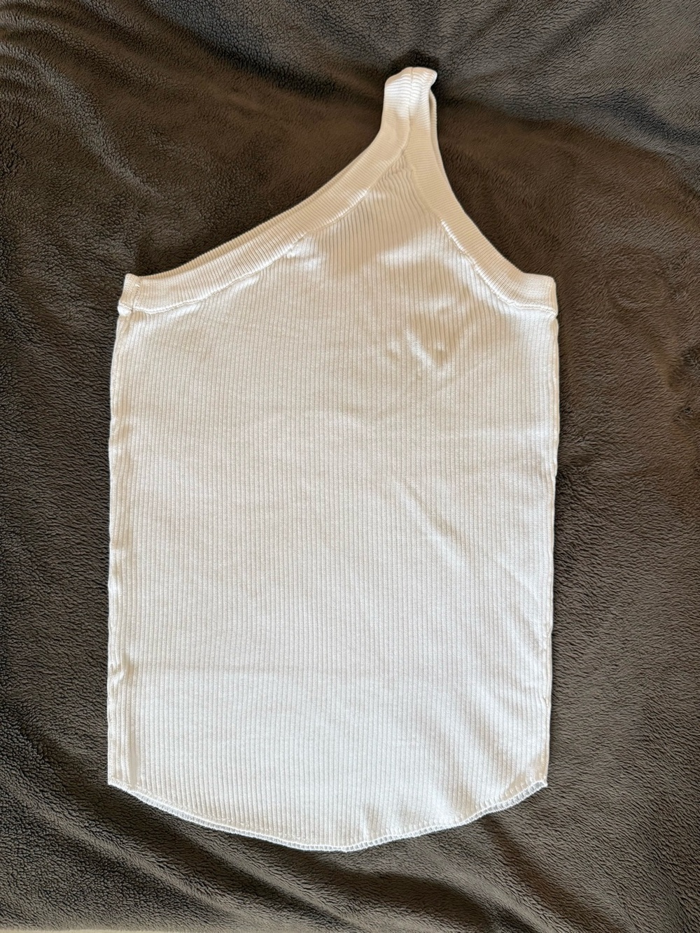 Zara One-Shoulder Ribbed Tank Top - White
